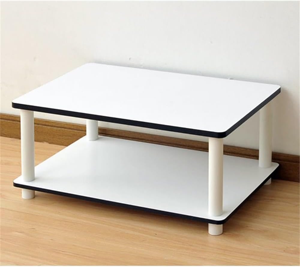 JUST 2-Tier Modern Coffee Table with Open Shelf, Toolless Assembly Side Table, for Living Room, Bedroom, Home Office, White