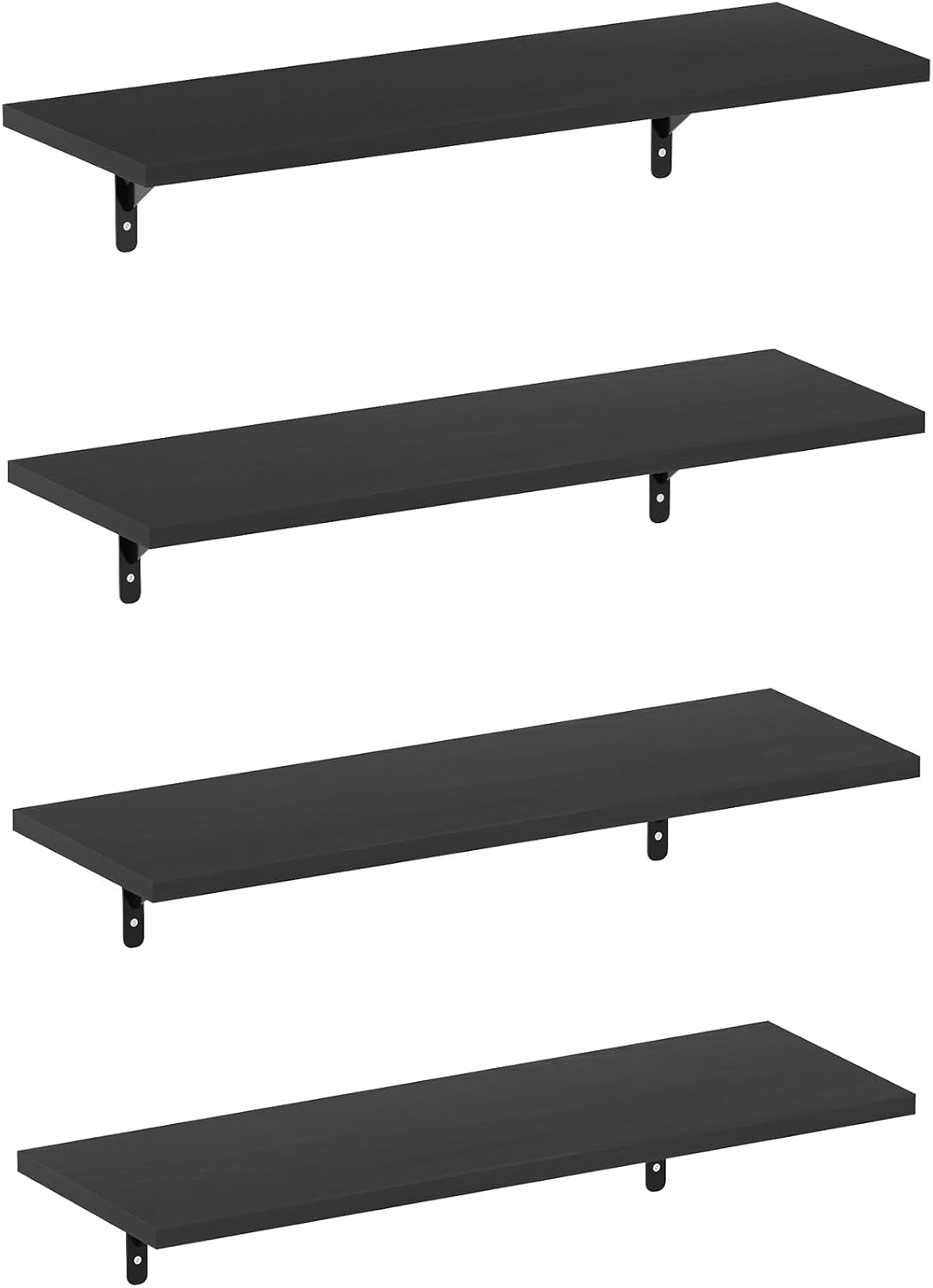 Rossi Set of 4 Floating Shelves for Wall, Espresso