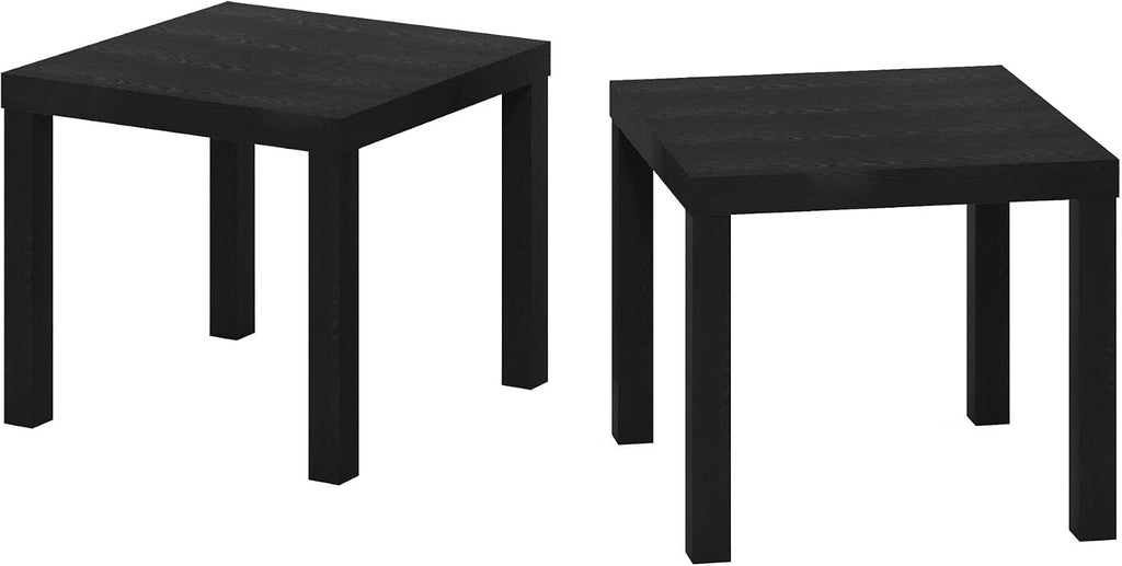 Classic Homey Square Parsons Side End Table, Set of 2, Black