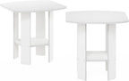 Simple Design Side Table Set of 2, 2-Tier Modern End Table with Soft Edges, Open Shelves Night Stand, Bedside Table, for Living Room, Bedroom, White