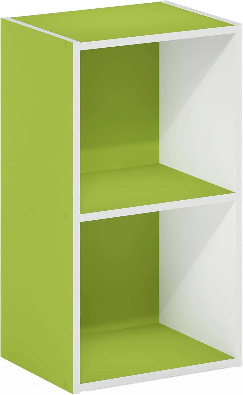 PASIR Book Shelf, 2-Tier Modern Bookshelf, Open Shelves Bookcase 9 x 12 x 21, Easy Assembly, for Living Room, Bedroom, Home Office, Green/White