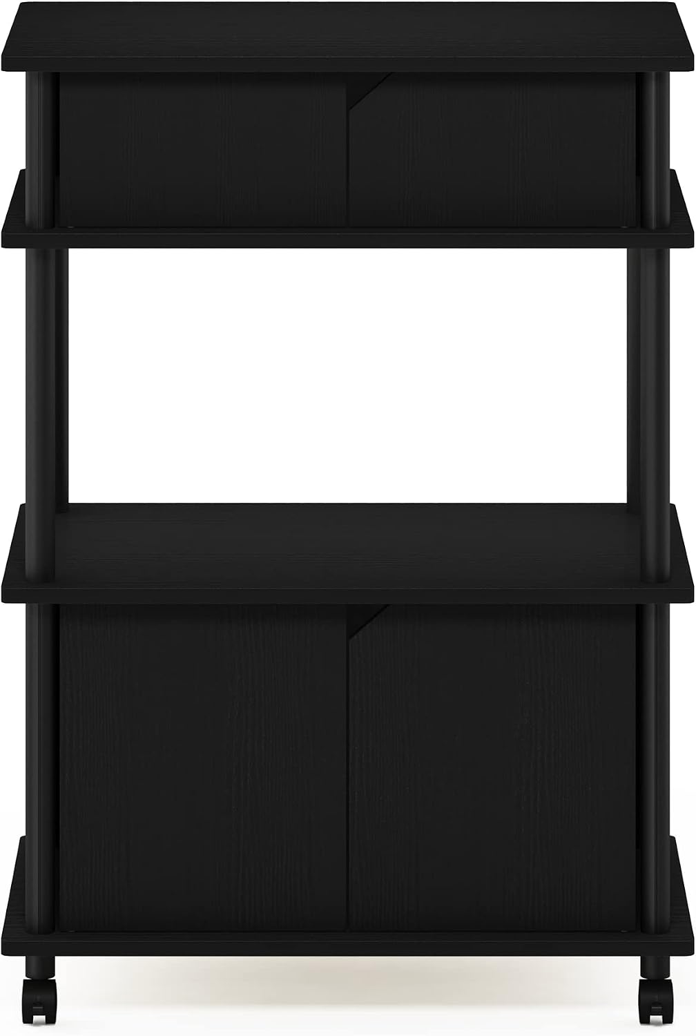 Turn-N-Tube Kitchen Storage Cart with Cabinet with Lockable Wheels, Americano/Black