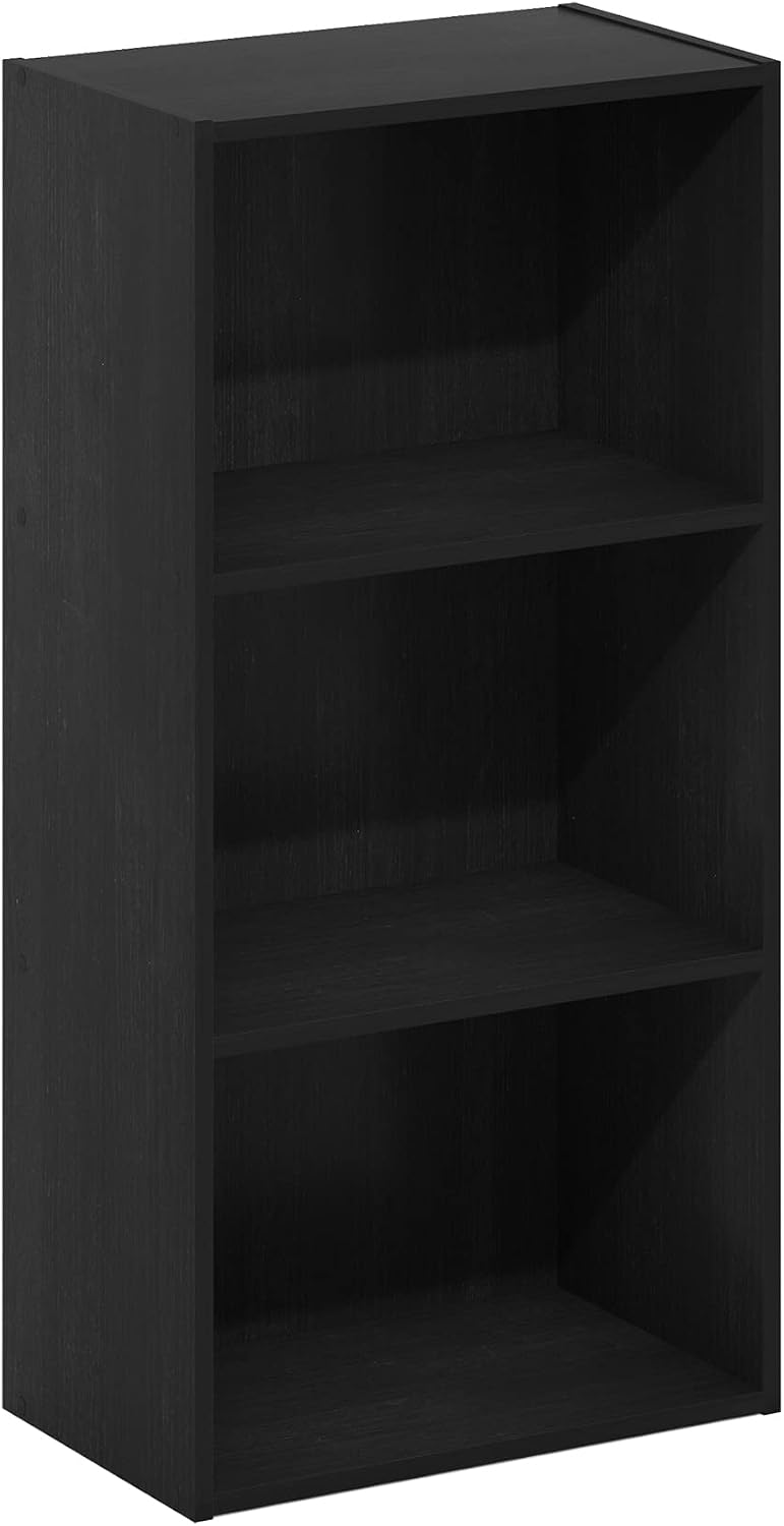 LUDER 3-Tier Book Shelf, Open Shelves Bookshelf, Blackwood