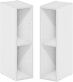 Fulda Book Shelf Set of 2, 2-Tier Narrow Bookshelf, 6" W, White
