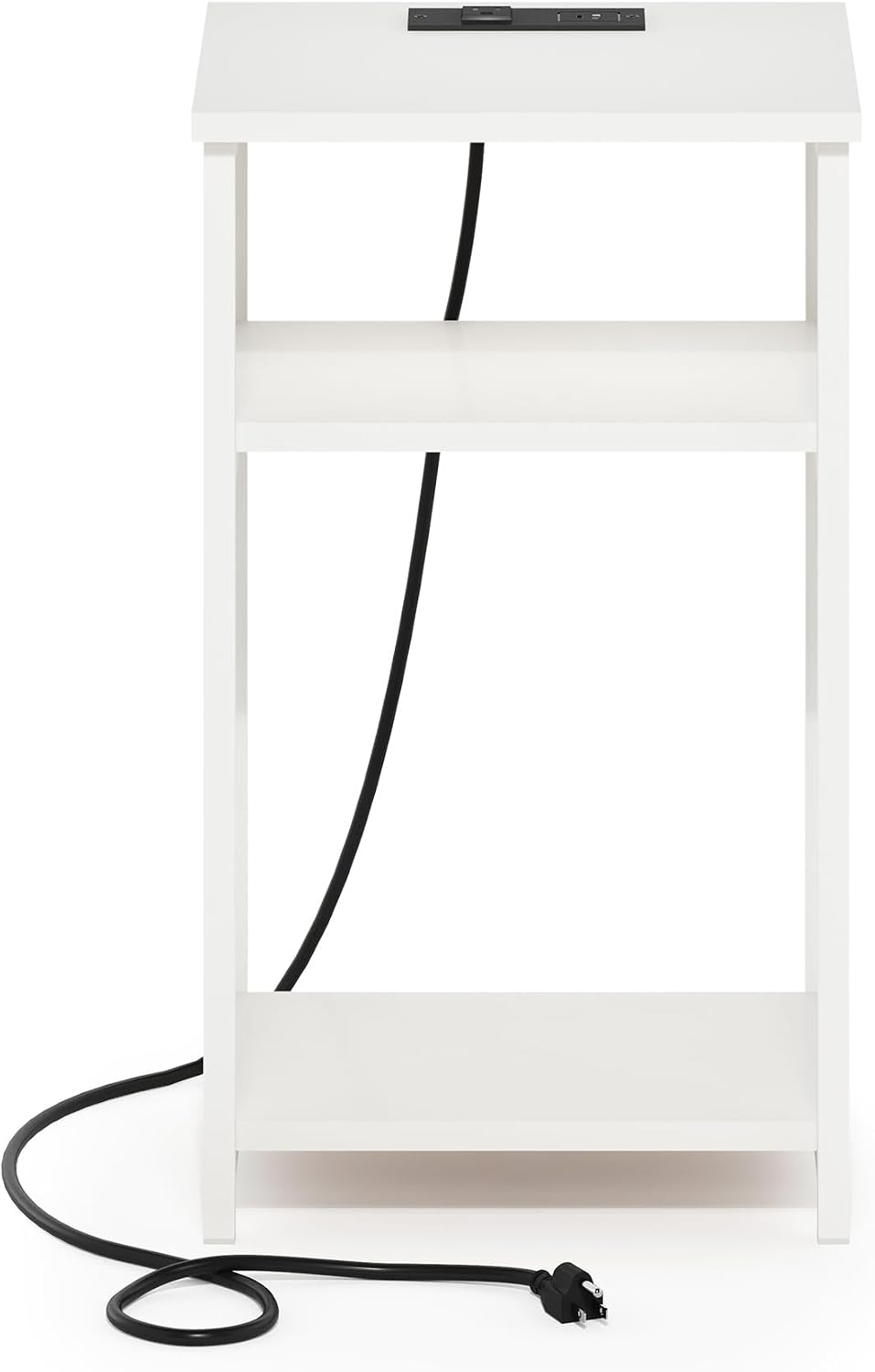 Moretti 3-Tier Metal Frame Charging Station Night Stand, White