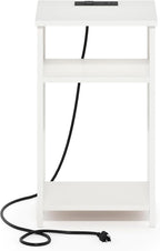 Moretti 3-Tier Metal Frame Charging Station Night Stand, White