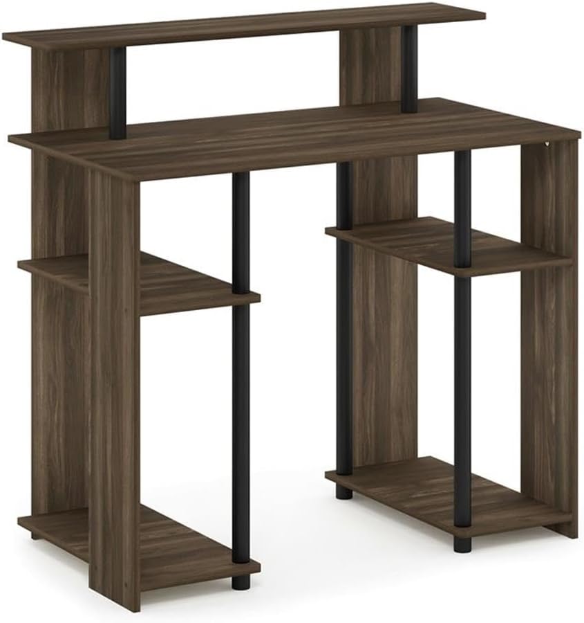JAYA Simple Design Computer Writing Desk, Columbia Walnut/Black