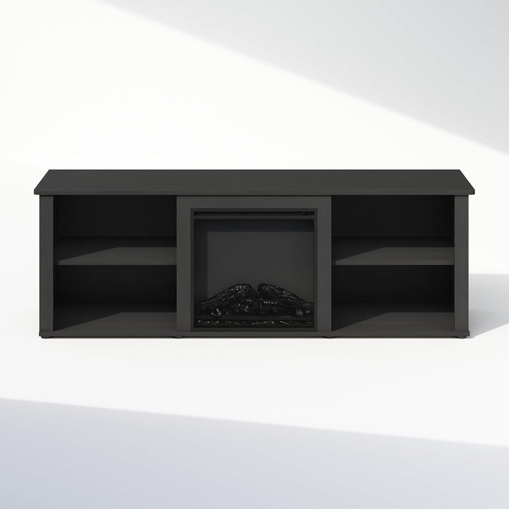 Jensen Fireplace TV Stand, NO Heat Decorative Electric Fireplace TV Stand for TV up to 70 Inch, with Closed Back Storage, for Living Room, Americano