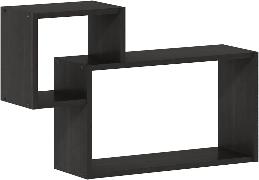 Rossi Interweave Wall Mount Floating Decorative Shelf, Set of 2, Espresso