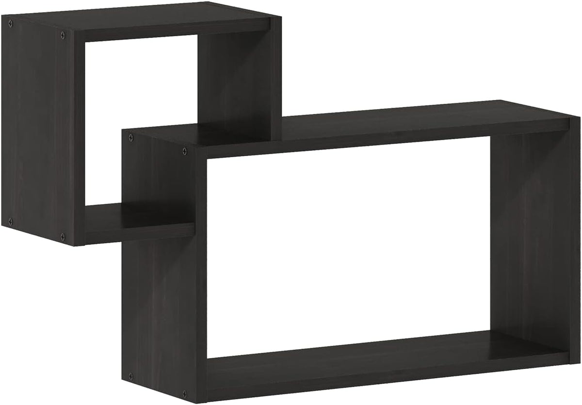 Rossi Interweave Wall Mount Floating Decorative Shelf, Set of 2, Espresso