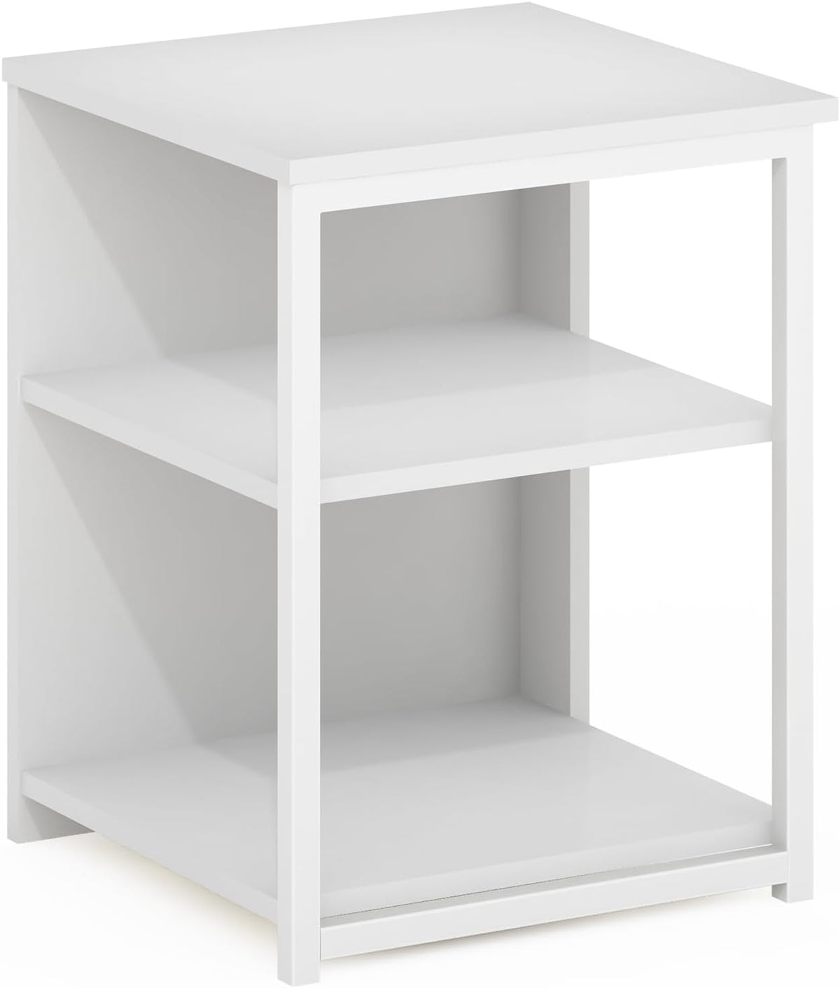 CAMNUS Side Table, 2-Tier Modern Metal Frame End Table with Open Shelf, Night Stand, Bedside Table, for Living Room, Bedroom, White