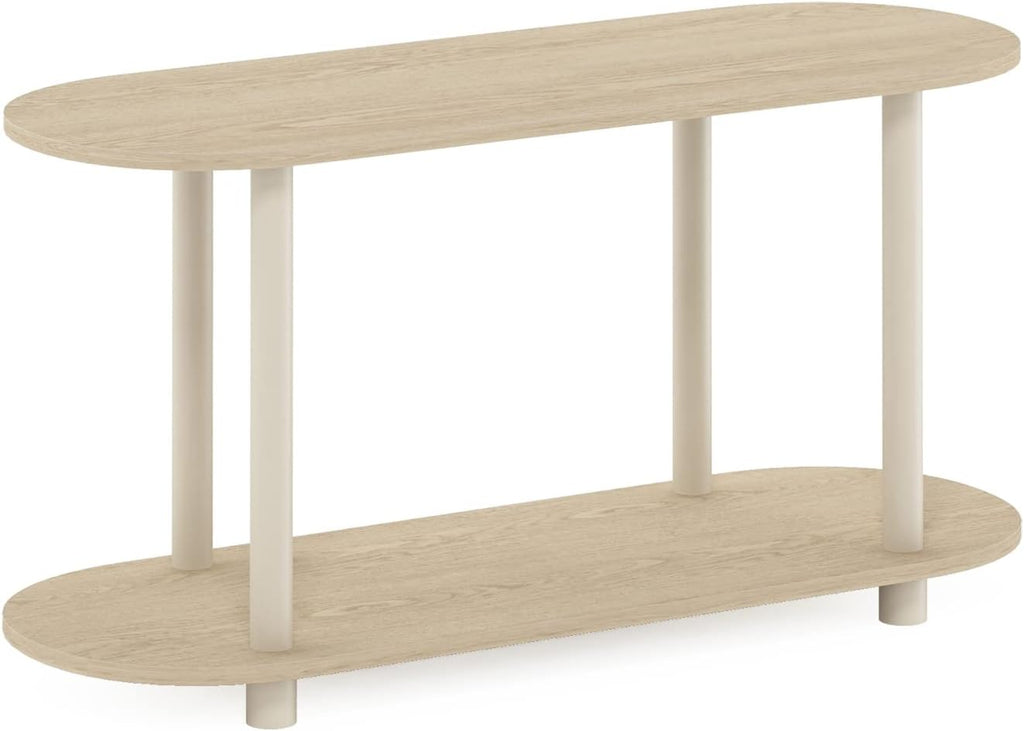 Turn-N-Tube No Tools Modern Oval Side Table, Bauhaus Oak/Beige