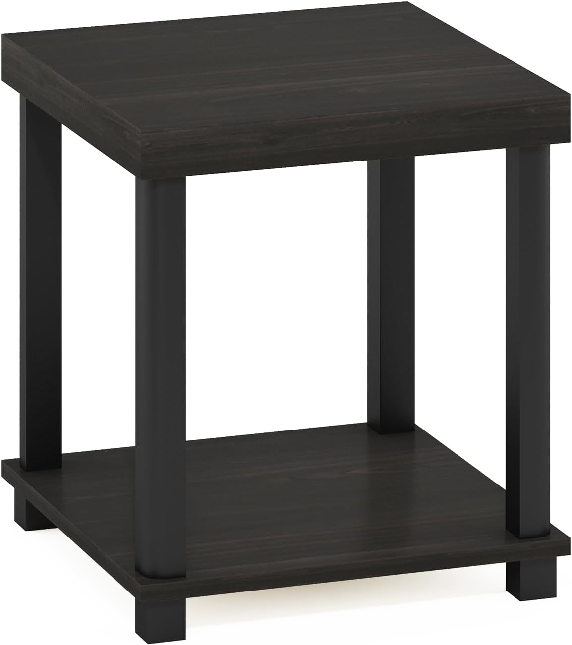 Turn-N-Tube Toolless 2-Tier Side Table, Thick Tabletop, Espresso