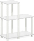 Turn-N-Tube Storage Shelves, 2-Tier Ladder Shape Book Shelf with Open Frame Design, 5-Cube Corner Shelf, Toolless Open Shelves, Living Room, Garage, Home Office, White