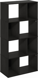 DALY Book Shelf, 8-Cube Bookshelf, Cube Storage Organizer Bookcase with Irregular Compartments, 11.7 x 23.6 x 49, for Living Room, Bedroom, Home Office, Espresso