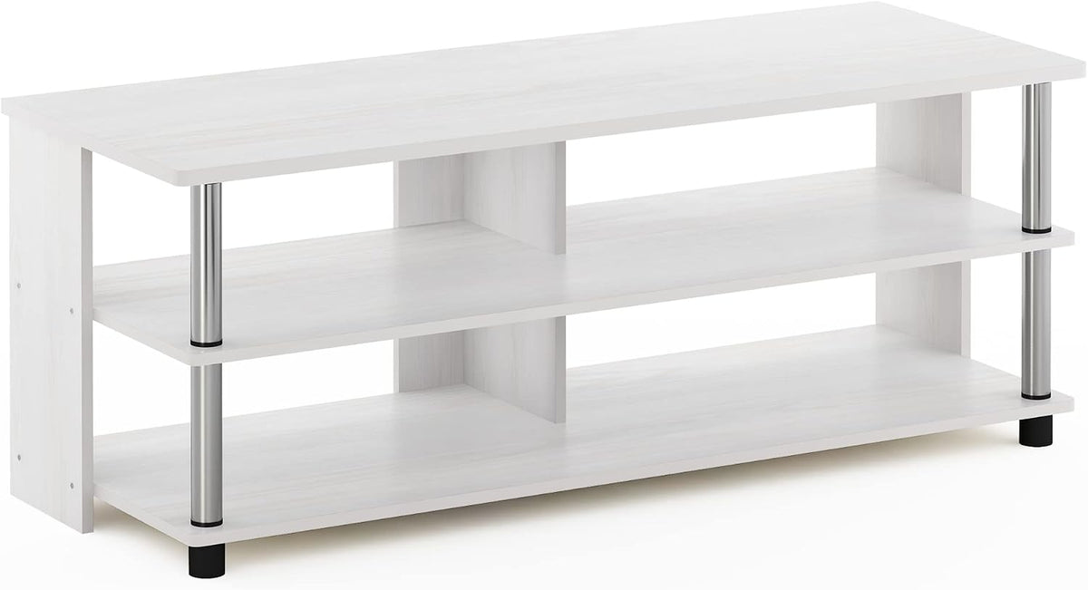 Turn-N-Tube Shoe Rack, 3-Tier Shoe Organizer, Compact Shoe Storage with Open Shelves and Stainless Steel Tubes, 15.5 x 41.1 x 15.8, for Closet Entryway, Office, Garage, White Oak
