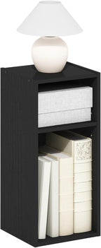 Fulda Book Shelf, 2-Tier Narrow Storage Cabinet, Bookcase with 10-in Width Storage Shelf, 9.3 x 9.8 x 21.2, for Living Room, Bedroom, Home Office, Blackwood