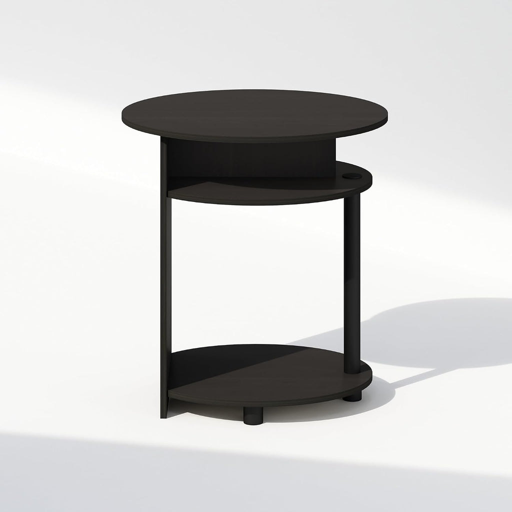 TIDUR Night Stand, 3-Tier Oval Nightstand with Round Edge Tabletop, Open Shelf Bedside Table, End Table, Side Table, for Bedroom, Closet, Dorm, Walnut