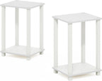 Simplistic Side Tables Set of 2, 2-Tier Small End Tables with Open Shelf, Easy Assembly Toolless Night Stands, Nightstand, for Living Room, Bedroom, White
