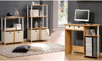 99152BE/WH/IV 3-Tier Go Green Multipurpose Storage Rack Shelving Unit Bookshelf Cabinet with 2 Bins, Beech Finish