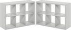 Cubicle Book Shelf Set of 2, 6-Cube Bookshelf, Light Grey