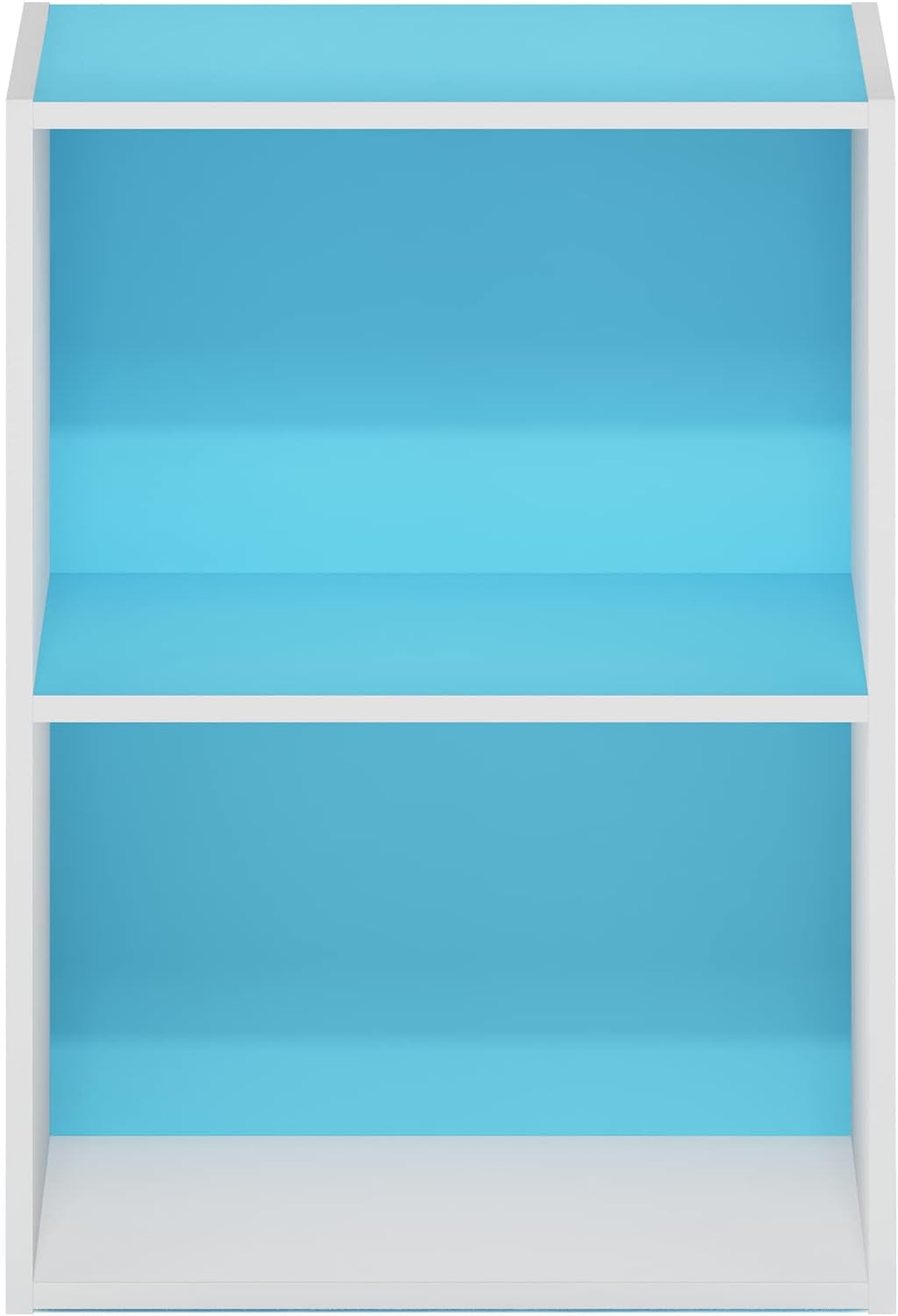 LUDER 2-Tier Book Shelf, Open Shelves Bookshelf, Light Blue/White