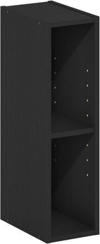 Fulda Book Shelf, 2-Tier Narrow Bookshelf, Bookcase with 6-in Width Storage Shelf, 9.3 x 5.9 x 21.2, for Living Room, Bedroom, Home Office, Blackwood
