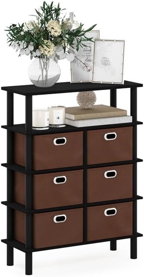 Frans Turn-N-Tube Console Table, Black Oak/Black/Brown