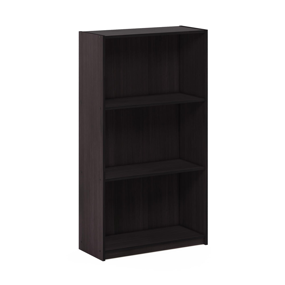 Basic 3-Tier Book Shelf with Open Shelves, Dark Walnut