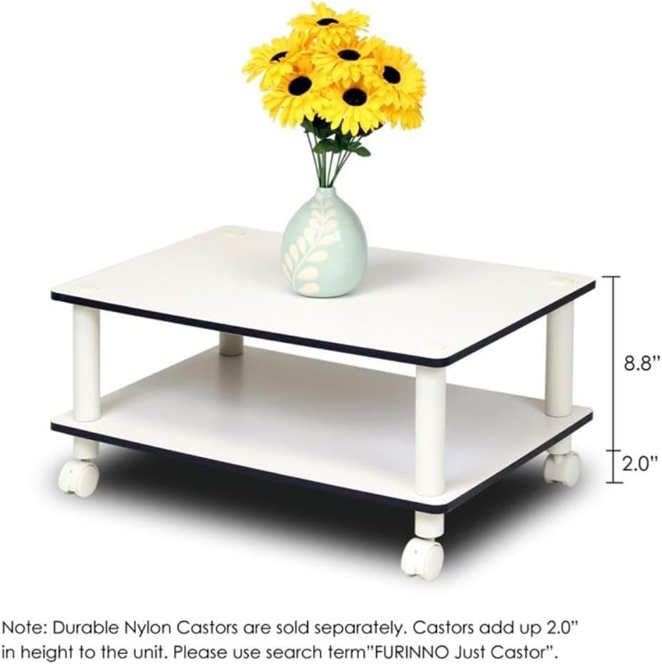 JUST 2-Tier Modern Coffee Table with Open Shelf, Toolless Assembly Side Table, for Living Room, Bedroom, Home Office, White