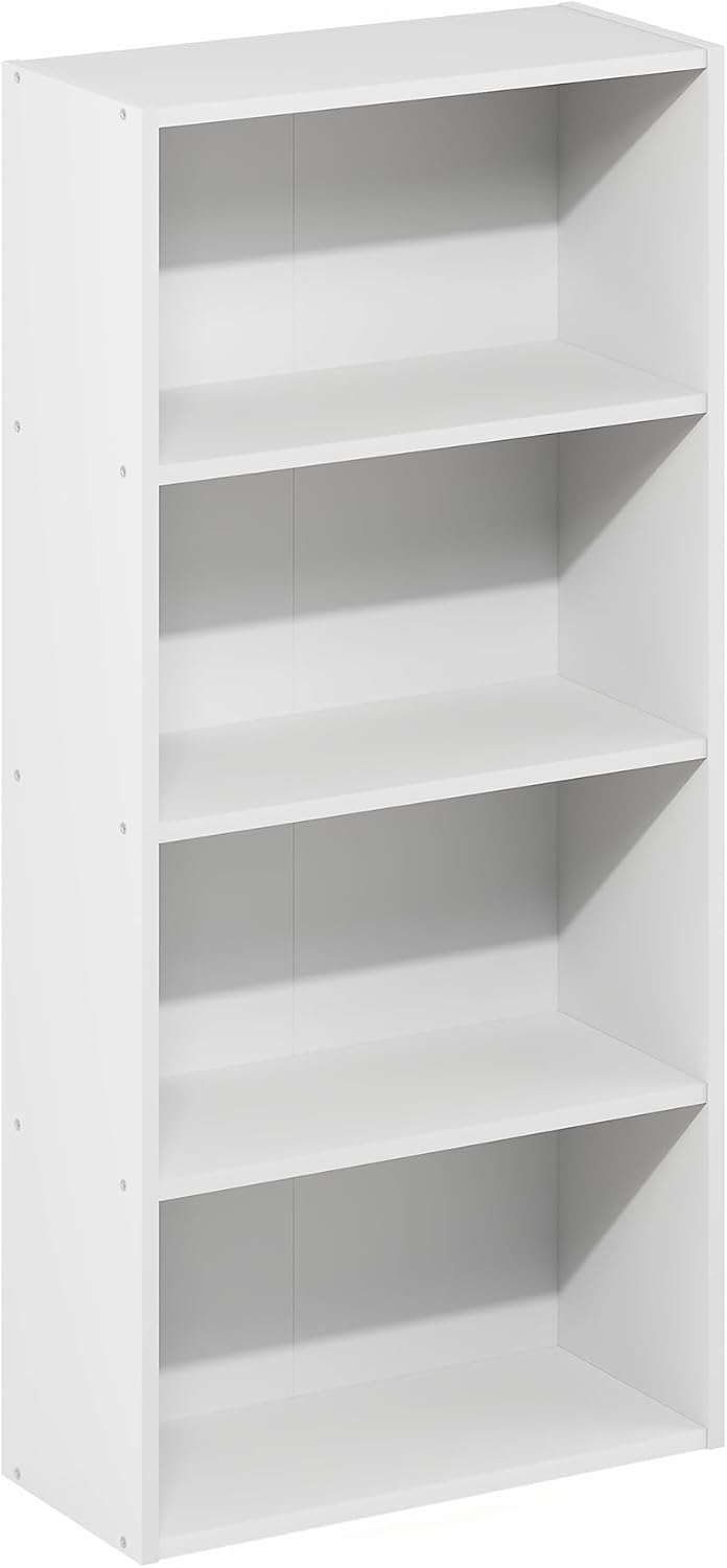 Basic Book Shelf, 4-Tier Bookcase with Open Shelf, Bookshelf, Cube Storage Organizer, 7 x 17 x 35, for Living Room, Bedroom, Home Office, White