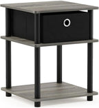 Turn-N-Tube 3-Tier End Table, French Oak Grey/Black/Black,18063GYW/BK/BK