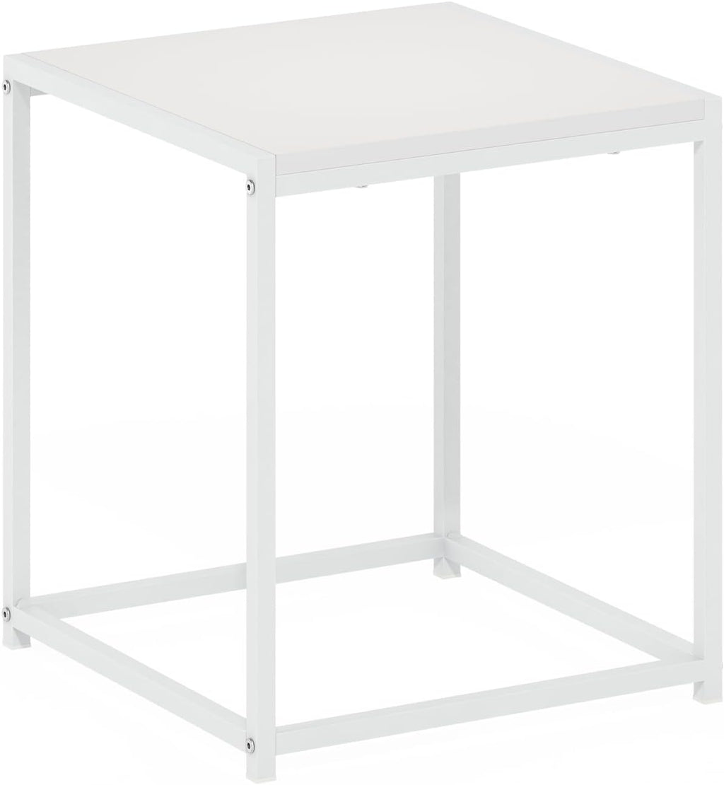 CAMNUS Night Stand, Metal Frame Nightstand, Toolless Side Table, End Table, Bedside Table, for Living Room, Bedroom, Solid White