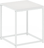 CAMNUS Side Table, Modern End Table with Metal Frame, Square Open Design Night Stand, Bedside Table, Easy Assembly, for Living Room, Bedroom, Solid White