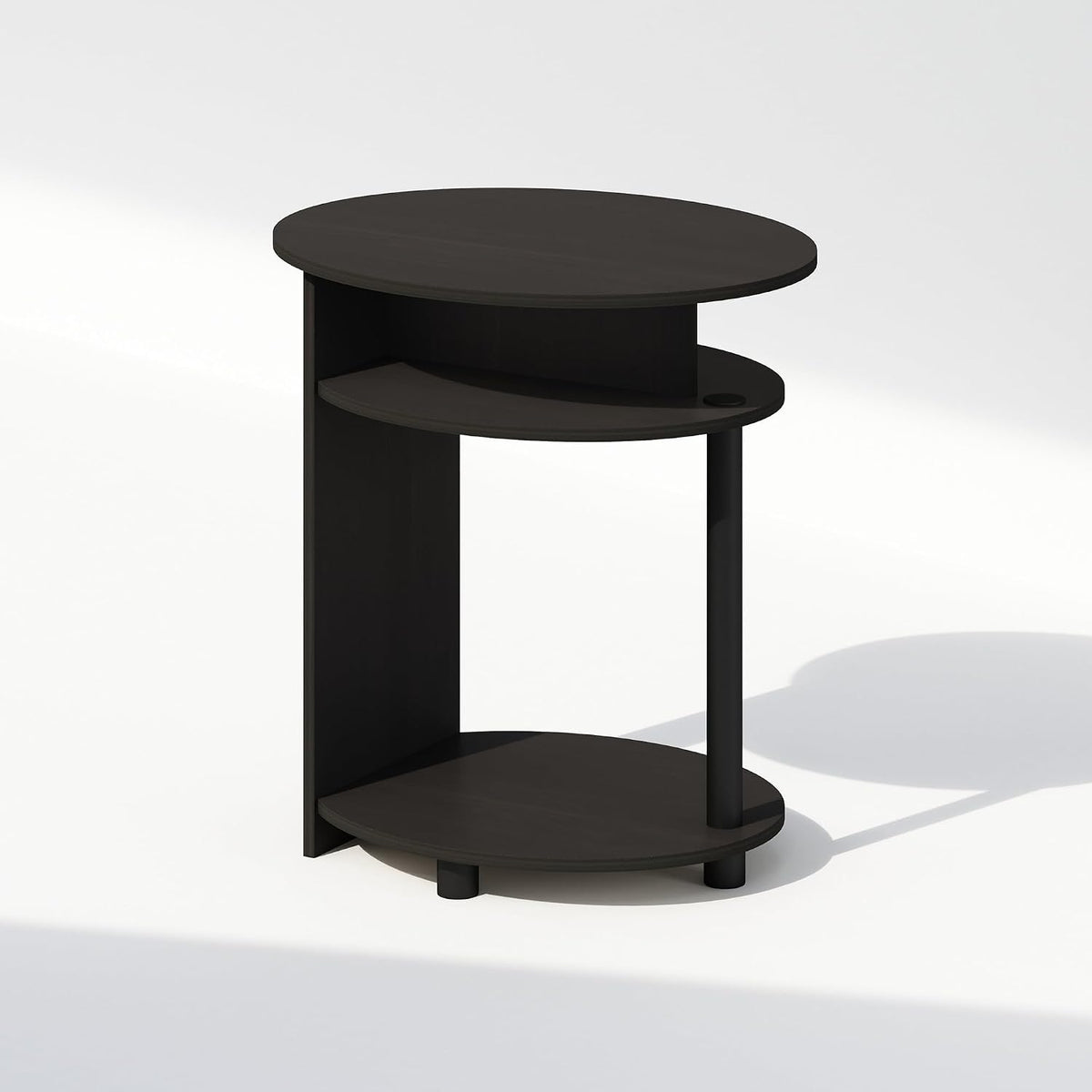 TIDUR Night Stand, 3-Tier Oval Nightstand with Round Edge Tabletop, Open Shelf Bedside Table, End Table, Side Table, for Bedroom, Closet, Dorm, Walnut