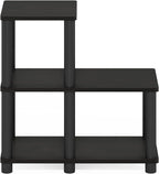 Turn-N-Tube Toolless Assembly 2-Tier Ladder Shape Black Book Shelf with Open Frame Design, Corner Shelf, Open Shelves, for Living Room, Garage, Home Office, Black Espresso