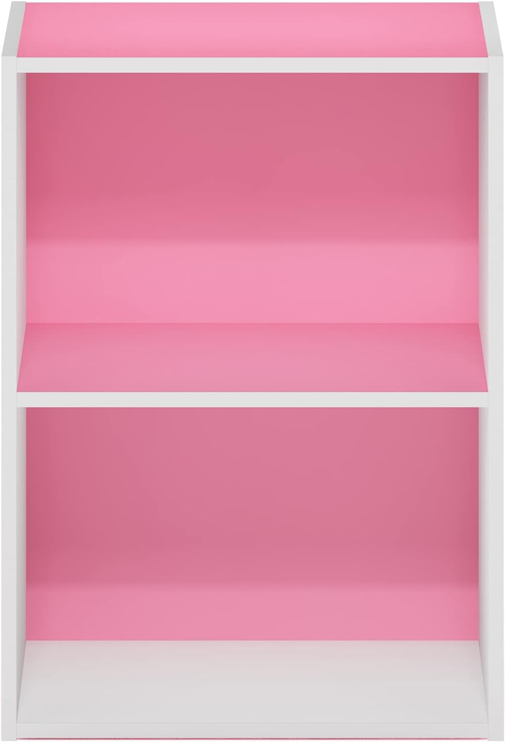 LUDER 2-Tier Book Shelf, Open Shelves Bookshelf, Pink/White
