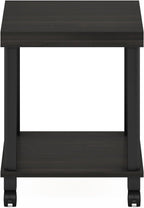 Turn-N-Tube Side Table, 2-Tier Thick Tabletop End Table with Wheels, Toolless Assembly Night Stand, Bedside Table with Open Shelf, for Living Room, Bedroom, Espresso