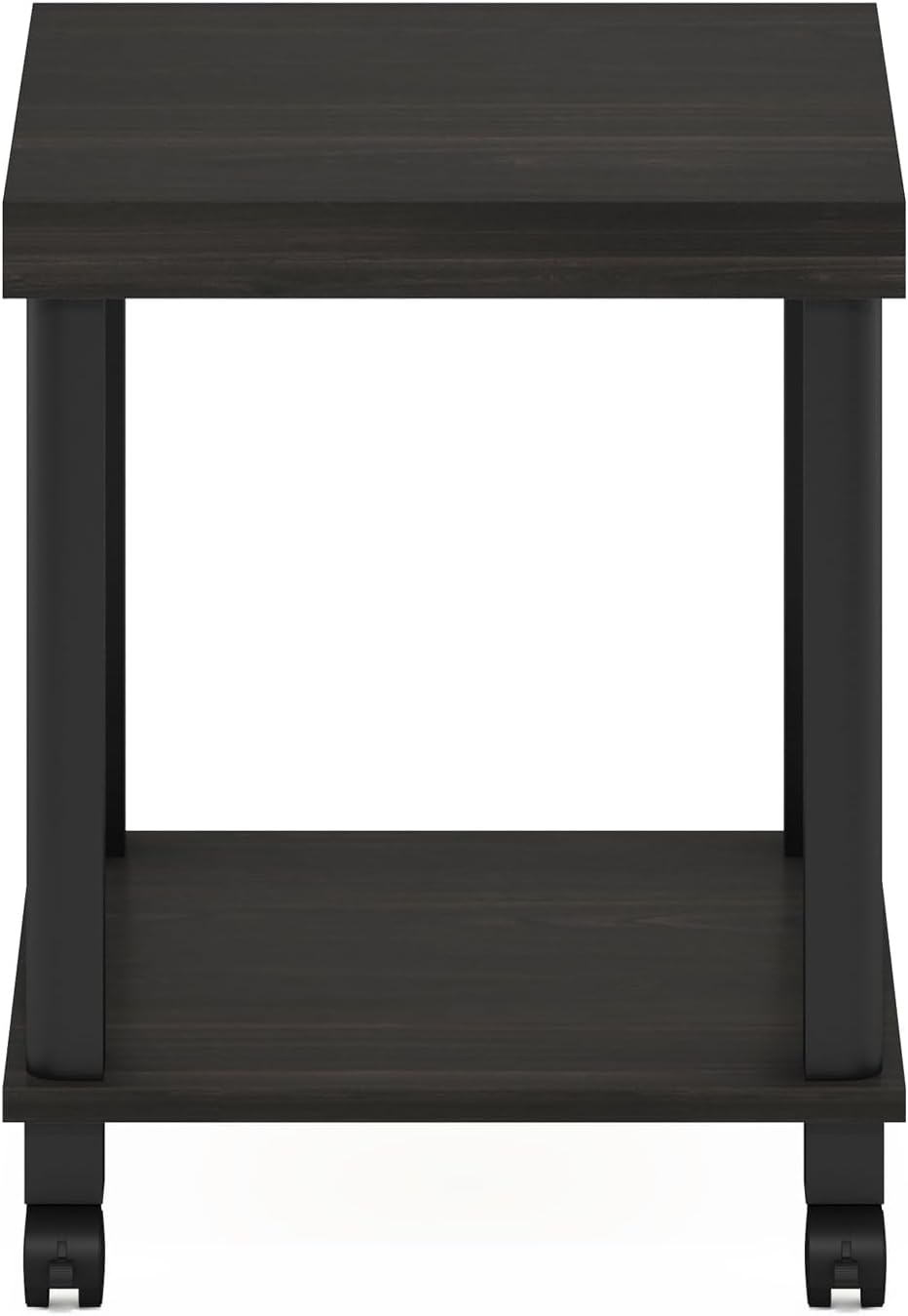Turn-N-Tube Side Table, 2-Tier Thick Tabletop End Table with Wheels, Toolless Assembly Night Stand, Bedside Table with Open Shelf, for Living Room, Bedroom, Espresso