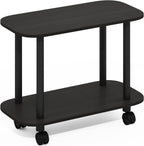 Turn-N-Tube Night Stand, 2-Tier Oval Nightstand with Wheels, Round Corner Side Table, End Table with Open Shelf, Toolless Assembly, for Living Room, Bedroom, Espresso