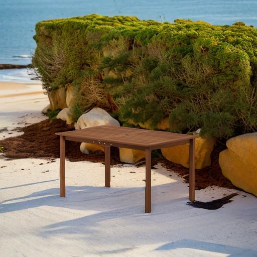 Outdoor Dining Table, Natural 35.5"D x 59.0"W x 29.0"H