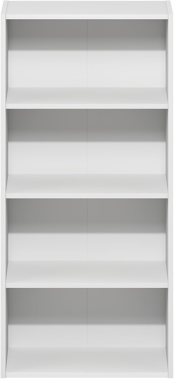 Basic Book Shelf, 4-Tier Bookcase with Open Shelf, Bookshelf, Cube Storage Organizer, 7 x 17 x 35, for Living Room, Bedroom, Home Office, White