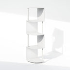 Basic Book Shelf, 4-Tier Bookshelf, Bookcase with Zigzag Corner Shelf, 14.2 x 14.2 x 57.7, for Living Room, Bedroom, Home Office, White/White