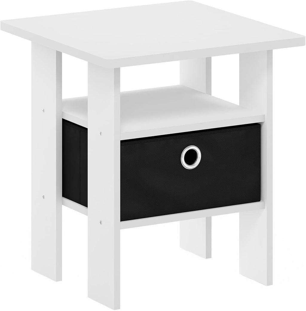 Andrey Square Side Table, End Table, Night Stand, White/Black