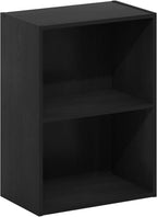 LUDER 2-Tier Book Shelf, Open Shelves Bookshelf, Blackwood