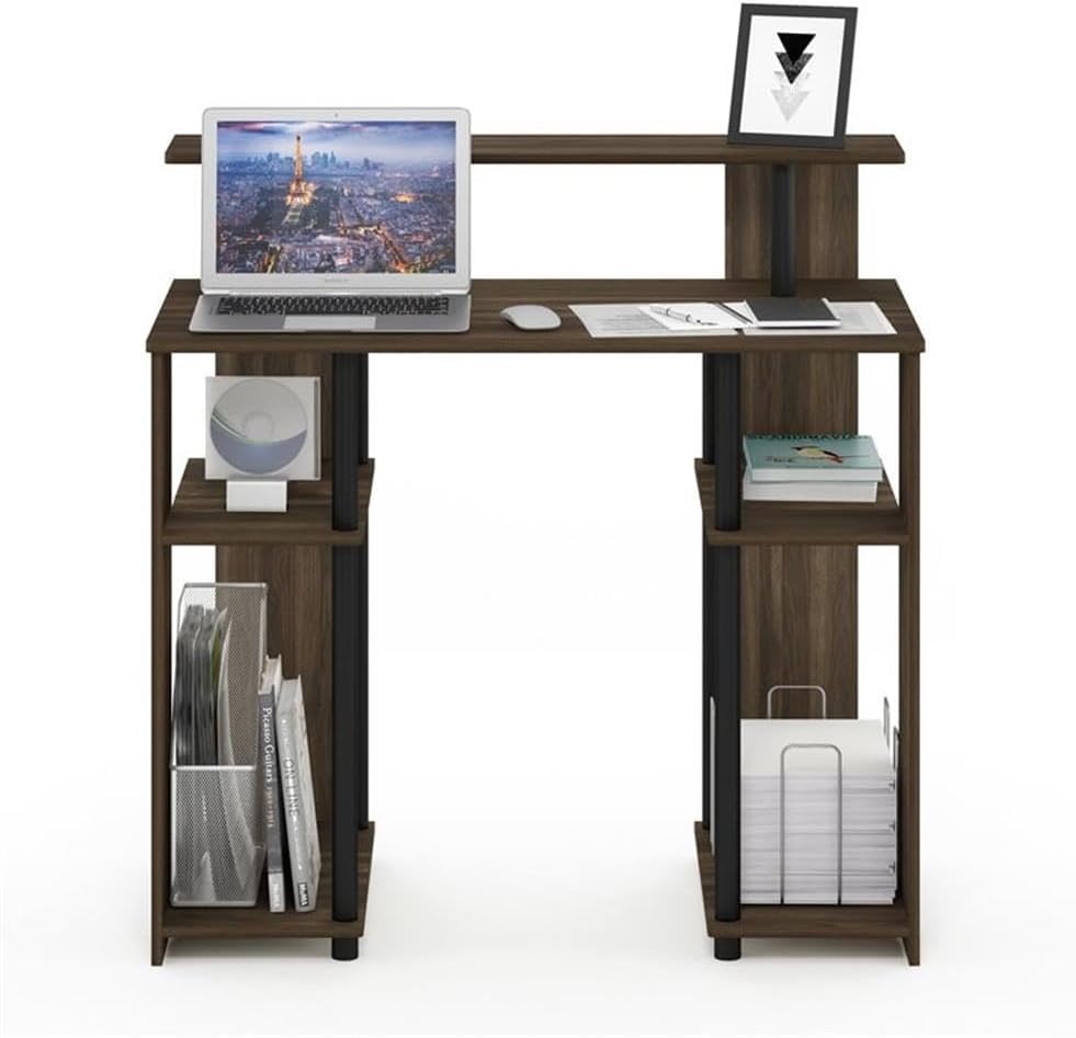 JAYA Simple Design Computer Writing Desk, Columbia Walnut/Black