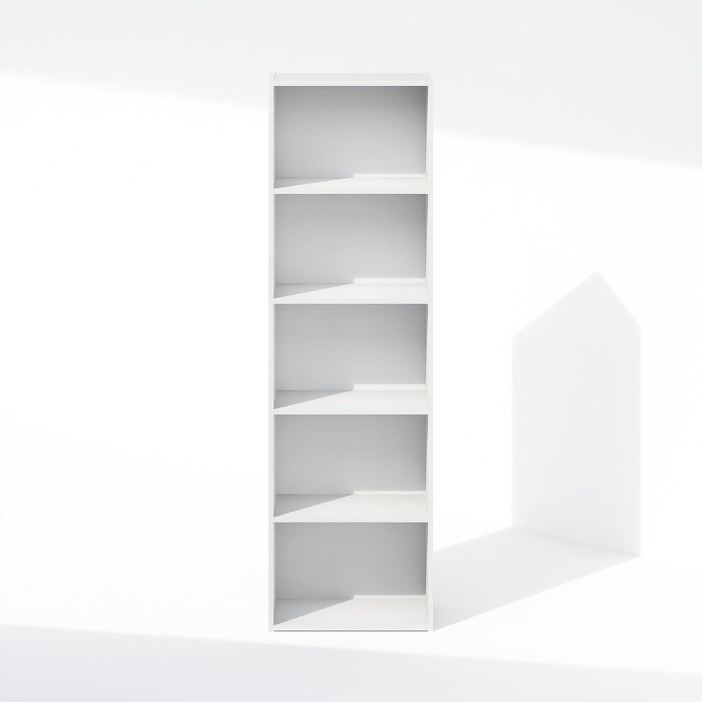 Reed Closet Organizers and Storage, 5-Tier Closet Organizer, Open Shelf Closet Storage, for Wardrobe, Bedroom, Living Room, White