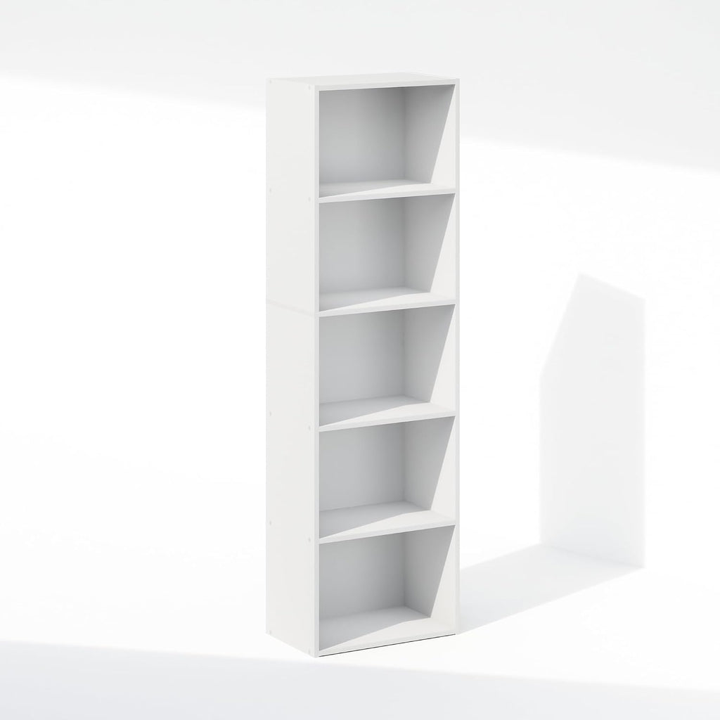 Reed Closet Organizers and Storage, 5-Tier Closet Organizer, Open Shelf Closet Storage, for Wardrobe, Bedroom, Living Room, White