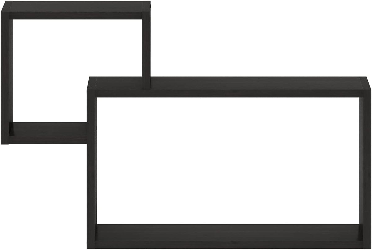 Rossi Interweave Wall Mount Floating Decorative Shelf, Set of 2, Espresso