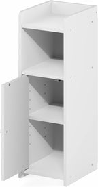 Fulda Night Stand, 4-Tier Nightstand, Bedside Table, Narrow End Table with Door and Adjustable Shelves, 24H, for Small Spaces, Bedroom, Dorm Room, Living Room, White